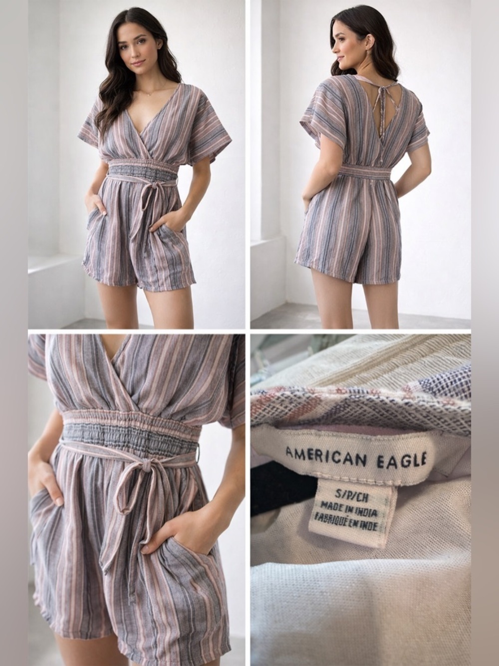 AE striped romper w pockets 🤍 boho cottagecore summer fit